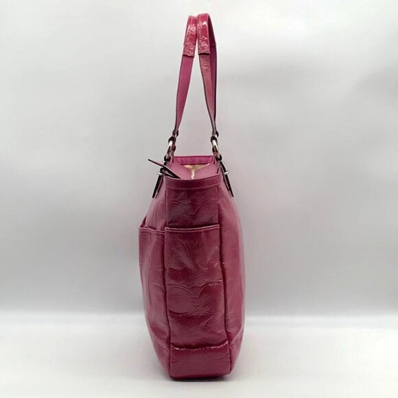 Coach Purple Patent Leather Gallery Embossed Tote Bag F19818 - Picture 4 of 11